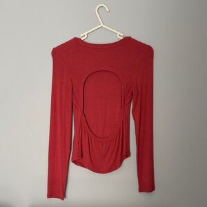 Lulu's Scarlet Long Sleeve Open Back Tee